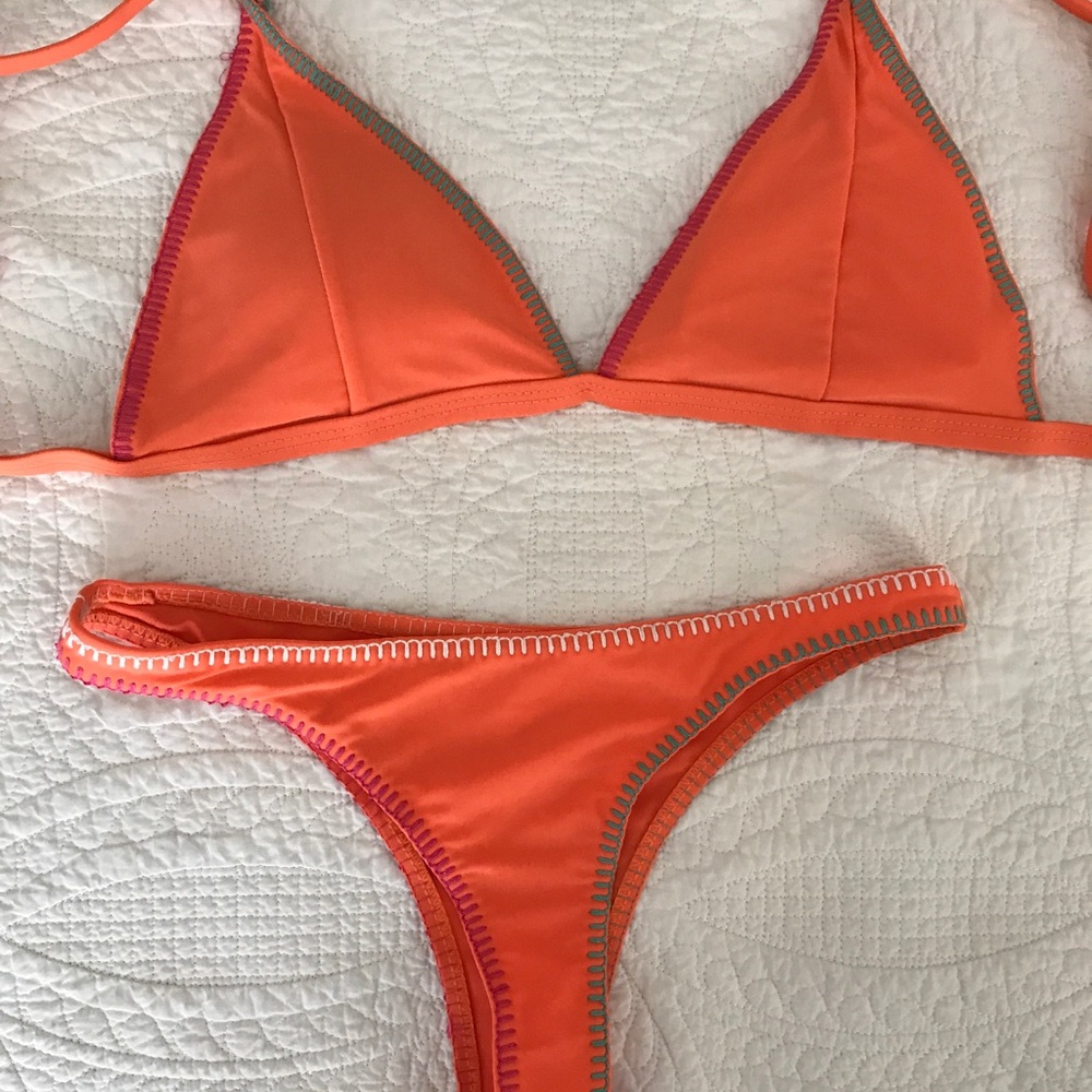 Orange thong bikini